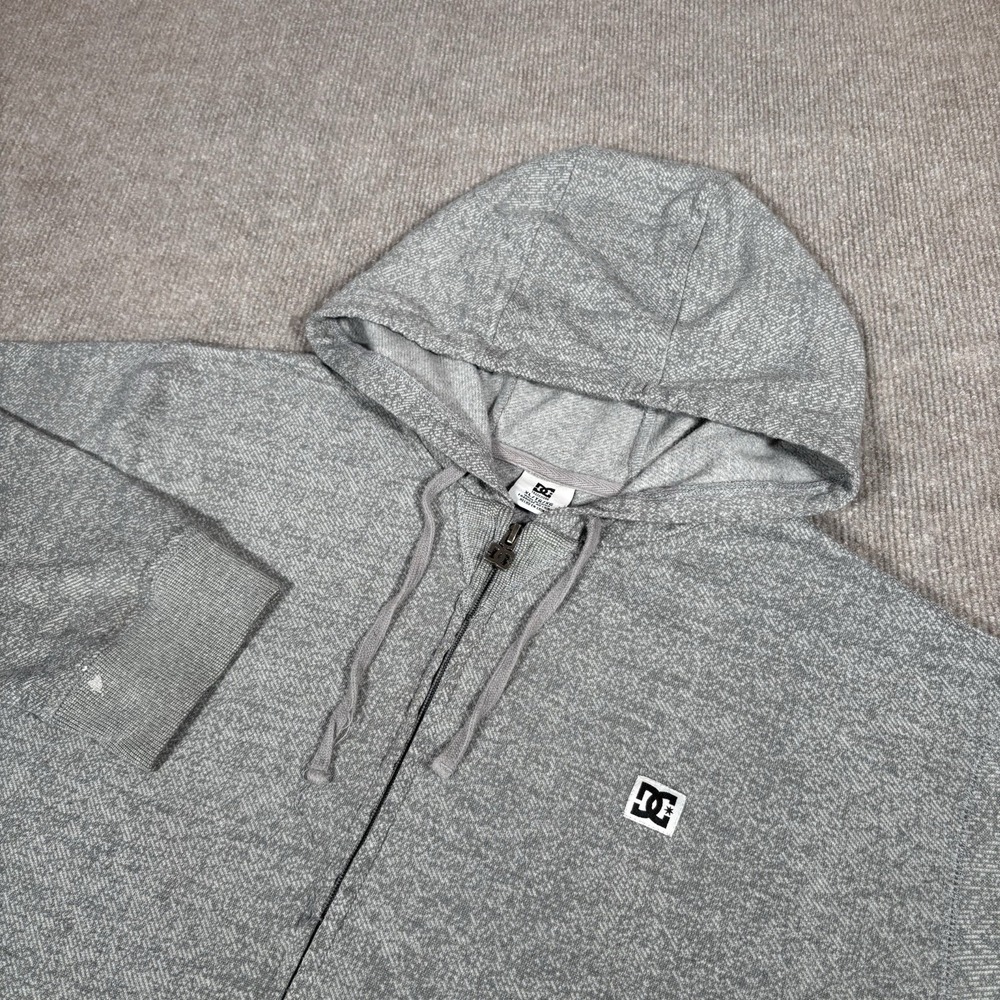 Vintage DC Shoes Hoodie Sweatshirt Mens XL Full Zip Gray‎ Lightweight Skate Y2K